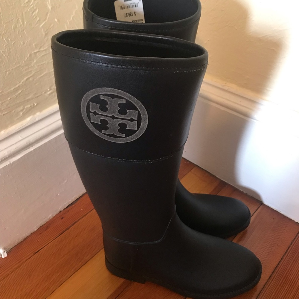 Tory Burch Black Rain Boots
